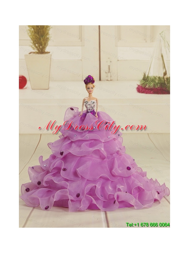 2015 New Style Purple Quinceanera Dresses with Beading and Ruffles