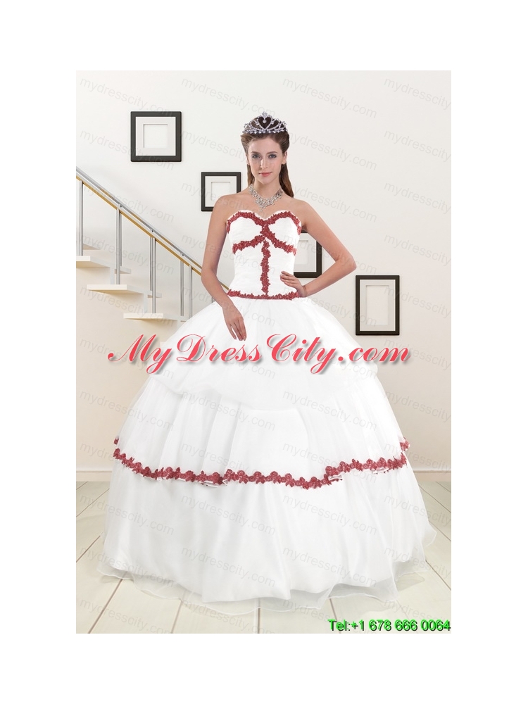 2015  Sweetheart Ball Gown Quinceanera Dresses with Appliques