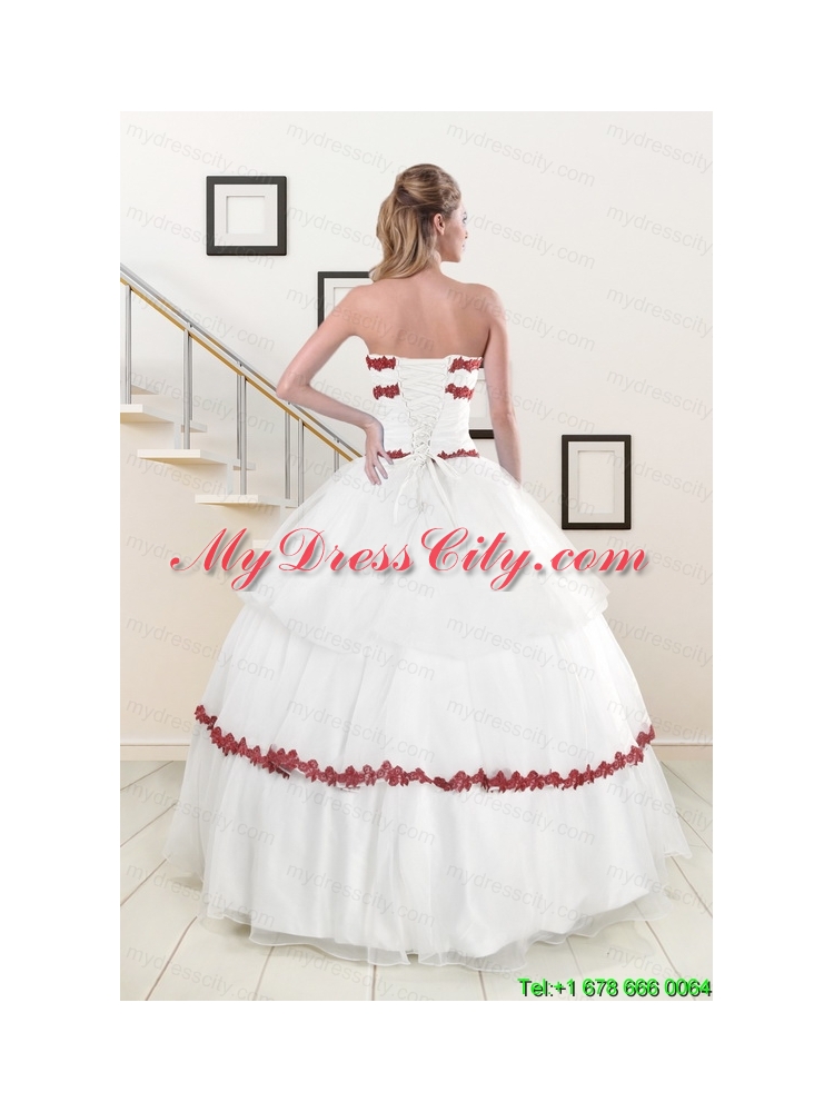 2015  Sweetheart Ball Gown Quinceanera Dresses with Appliques