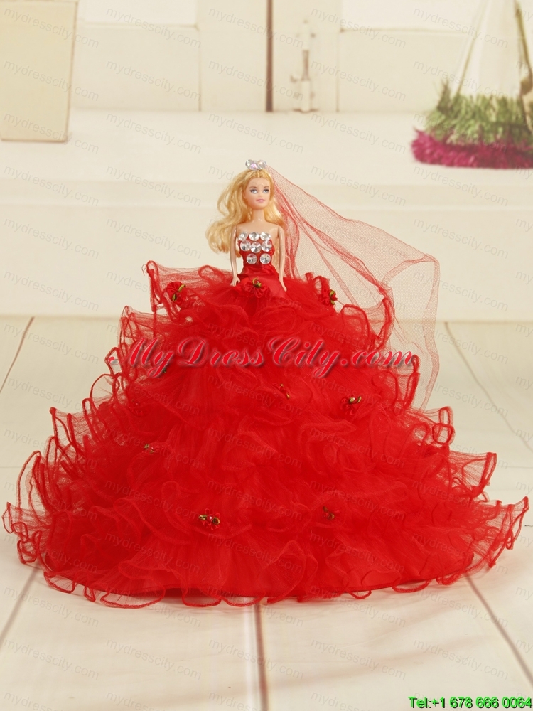 Sweetheart Pretty Red Quinceanera Dresses With  Beading and Ruffles for 2015