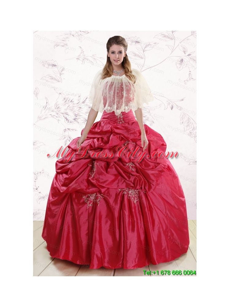 2015 New Style Strapless Appliques Quinceanera Dresses