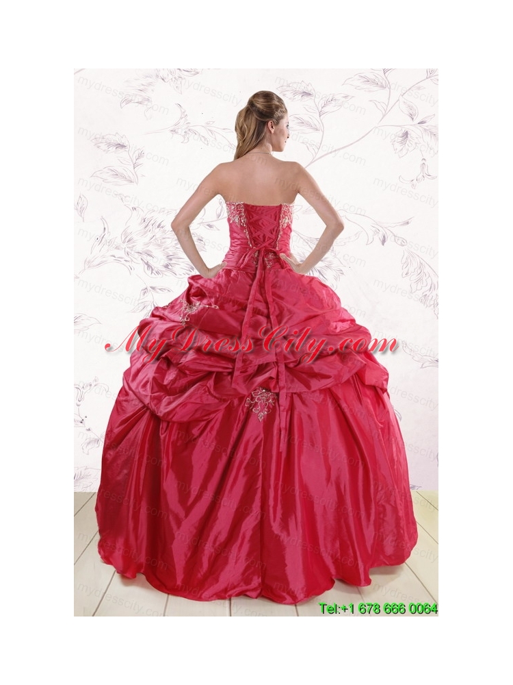 2015 New Style Strapless Appliques Quinceanera Dresses