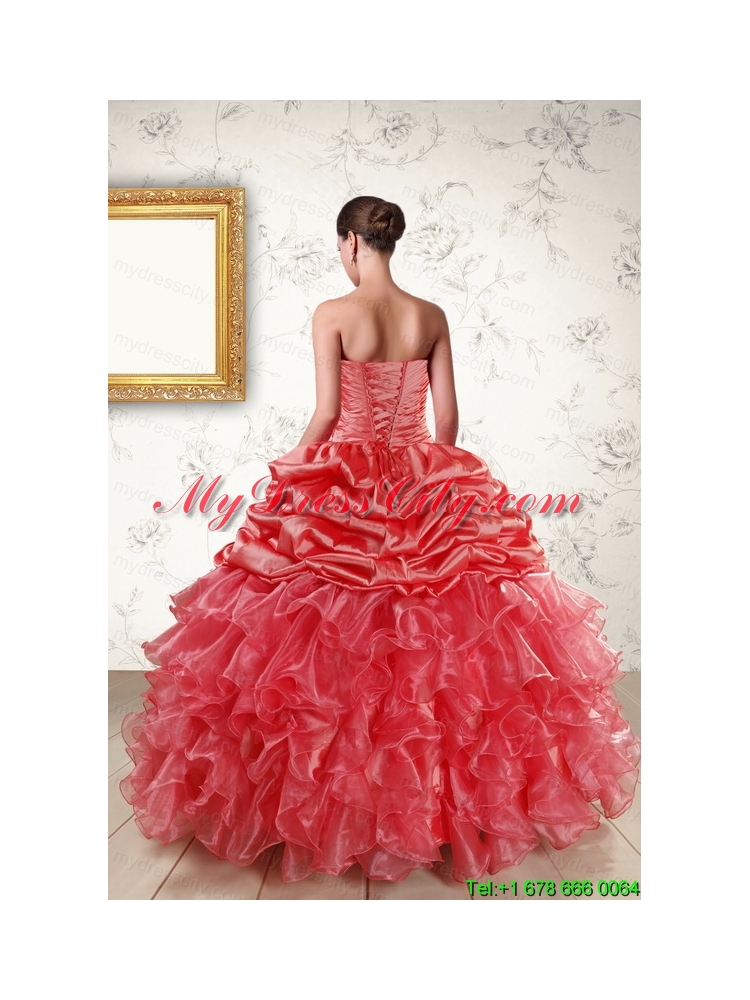 Luxurious Sweetheart Beading Quinceanera Dresses in Watermelon