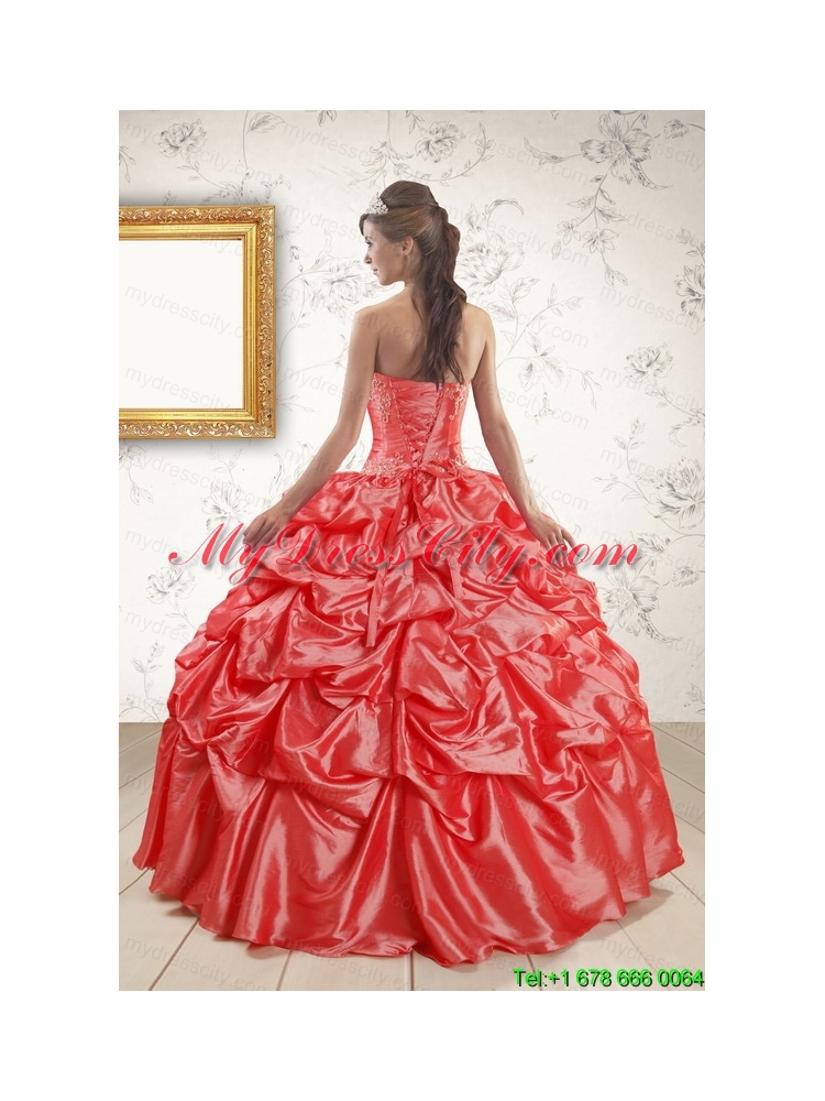 New Style Appliques Quinceanera Dresses in Watermelon