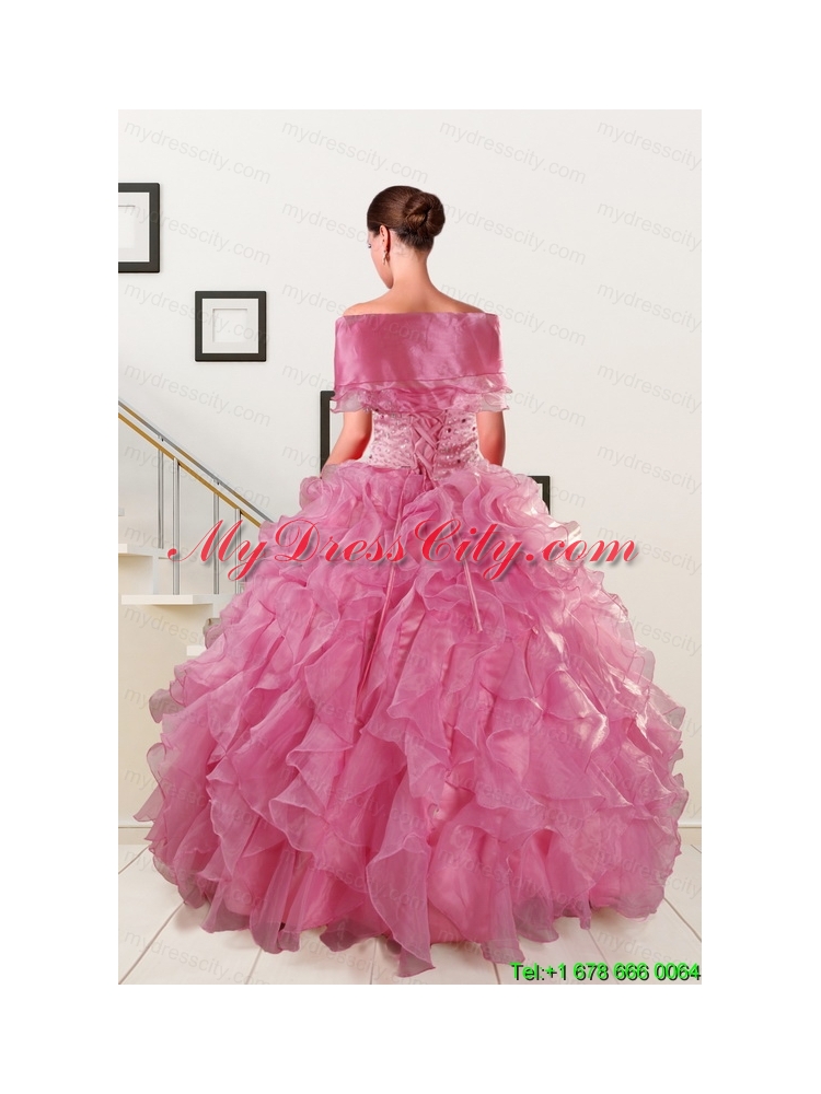 Pink 2015 Pretty Quinceanera Dresses Sweetheart with Ruffles