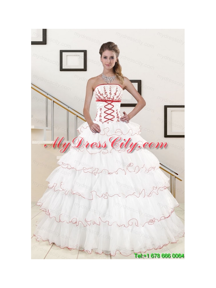 Pretty Ruffeld Layers 2015 Quinceanera Dresses with Strapless