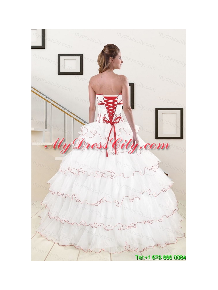 Pretty Ruffeld Layers 2015 Quinceanera Dresses with Strapless