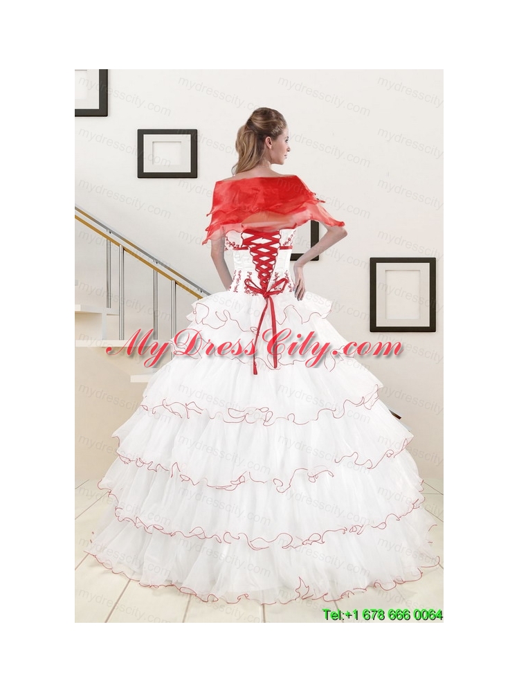 Pretty Ruffeld Layers 2015 Quinceanera Dresses with Strapless