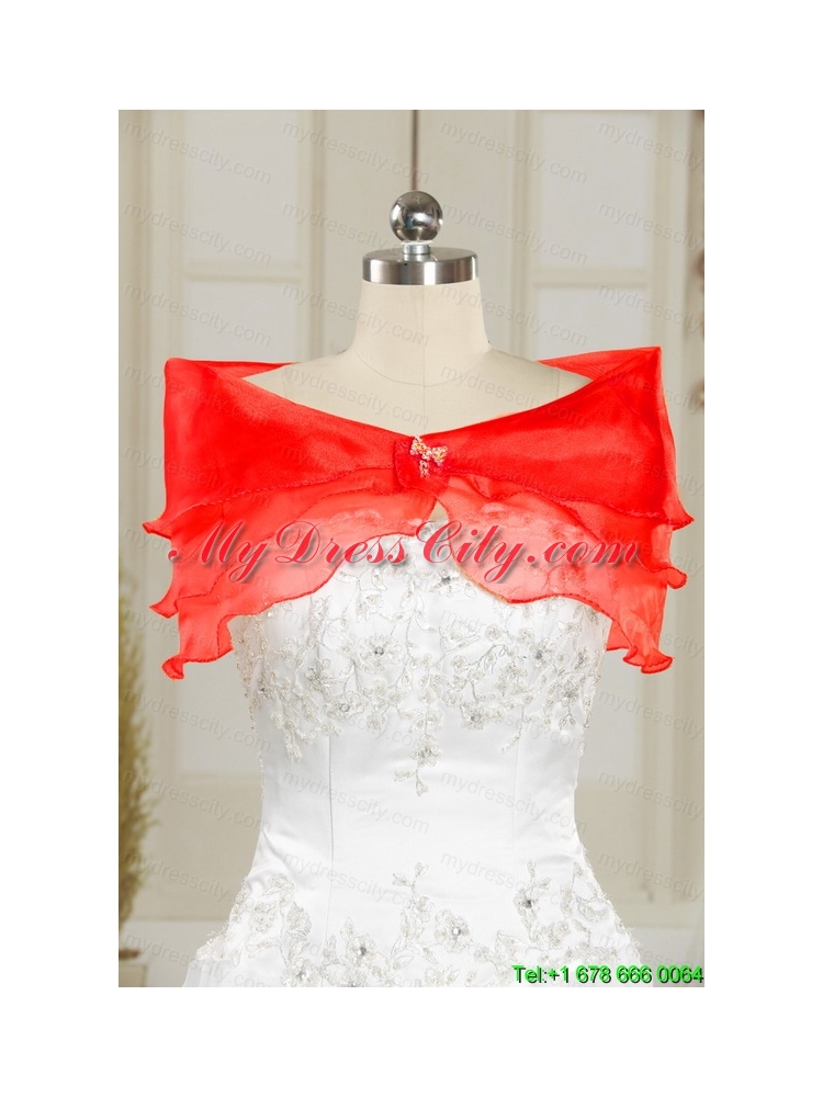 2015 Ball Gown Beading Quinceanera Dresses in Red