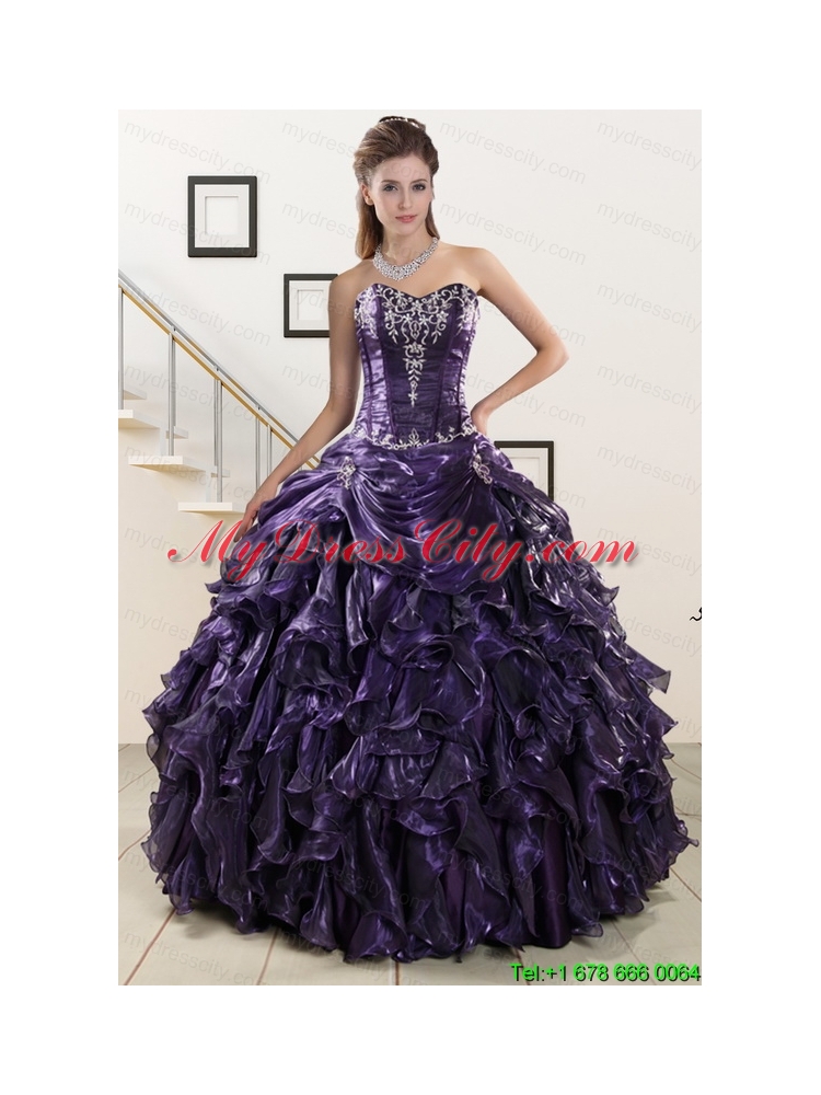 2015 Exquisite Sweetheart Purple Quinceanera Dresses with Appliques