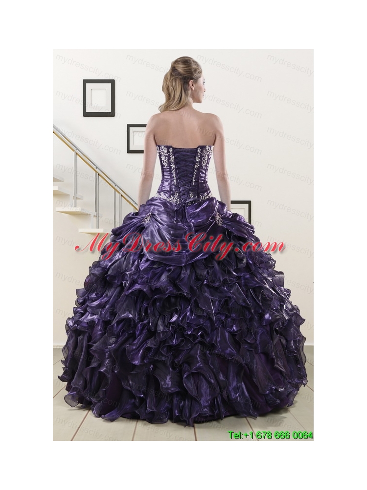 2015 Exquisite Sweetheart Purple Quinceanera Dresses with Appliques