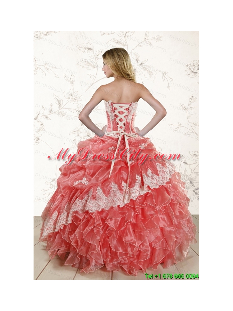 2015 Popular Watermelon Quinceanera Dresses with Strapless