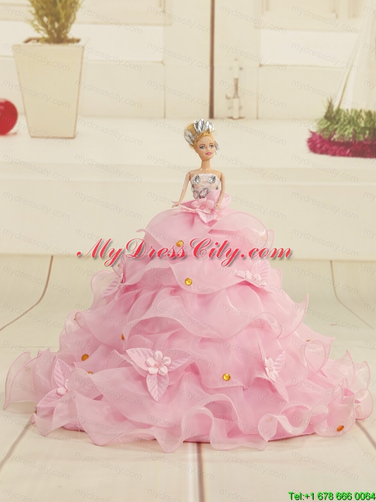 2015 Pretty Sweetheart Beading Baby Pink Quinceanera Dresses