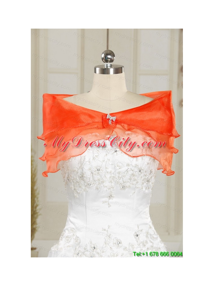 Beautiful Strapless Appliques Sweet 16 Dresses in Orange Red