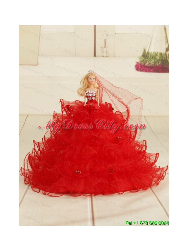 Beautiful Strapless Appliques Sweet 16 Dresses in Orange Red