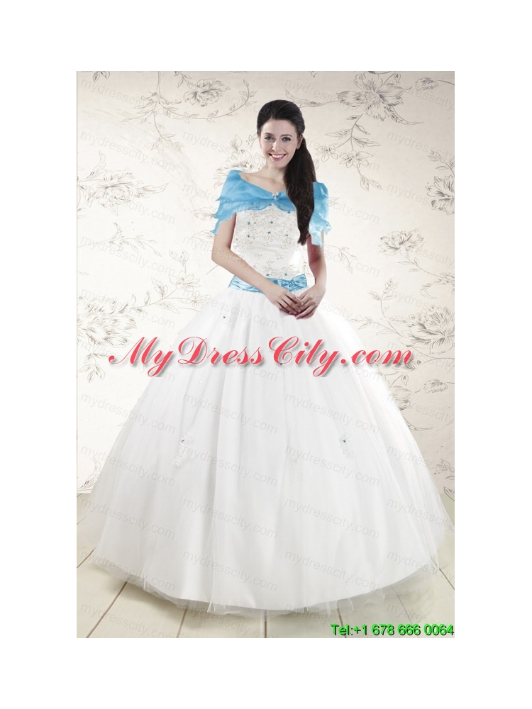 Discount White Quinceanera Dresses with Appliques