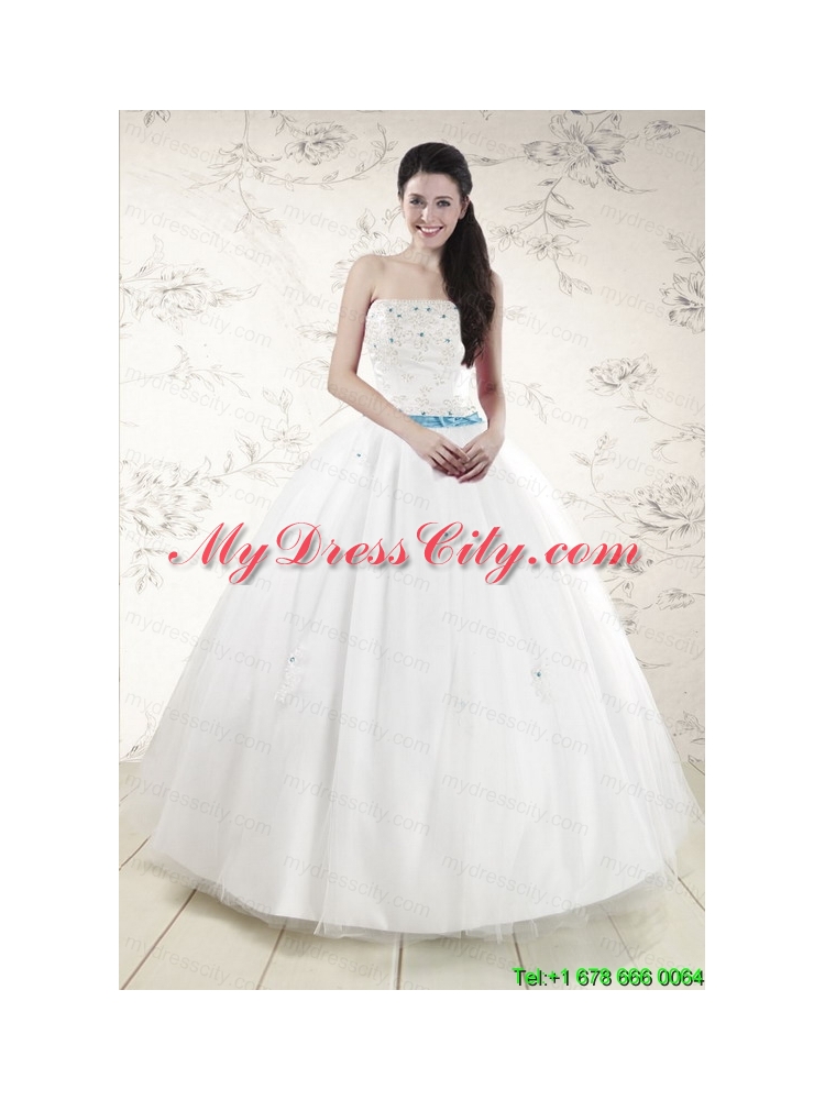 Discount White Quinceanera Dresses with Appliques