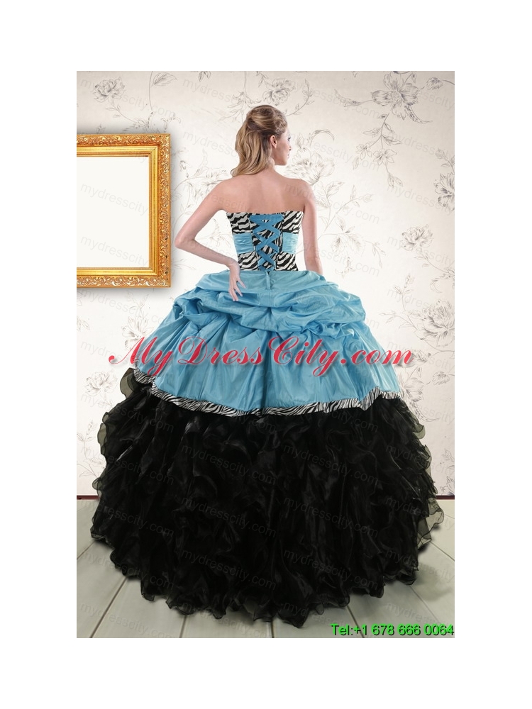 Luxurious Ruffles 2015 Quinceanera Dresses with Zebra and Belt