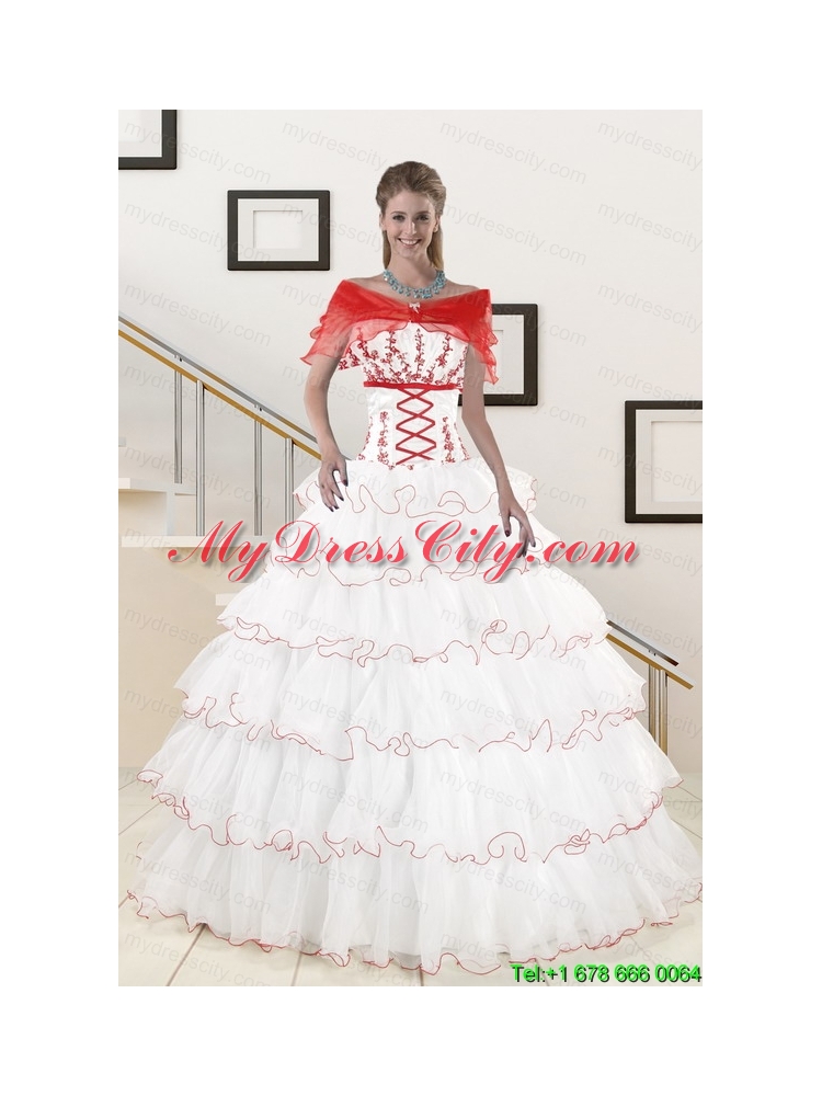 Pretty Ruffeld Layers 2015 Quinceanera Dresses with Appliques