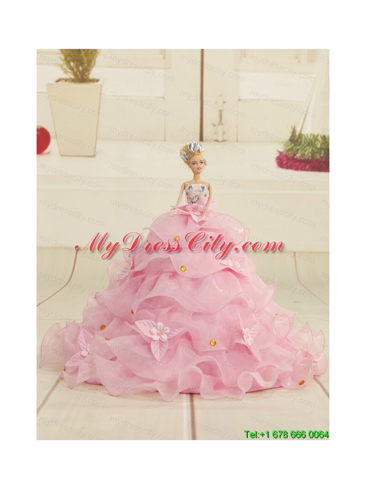 Pretty Ruffeld Layers 2015 Quinceanera Dresses with Appliques