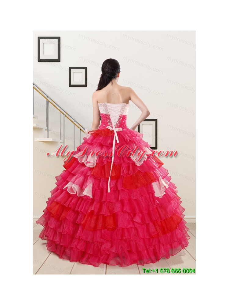 Puffy Beading Quinceanera Dresses with One Shoulder for 2015