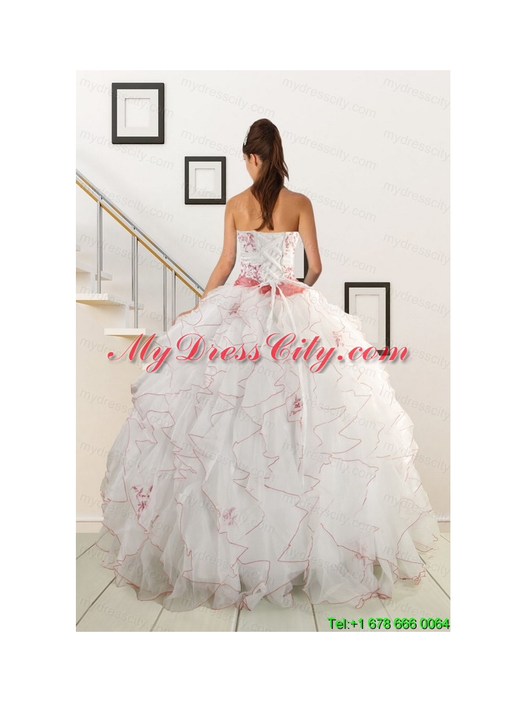 Sweetheart 2015 Elegant Quinceanera Dresses with Appliques and Belt