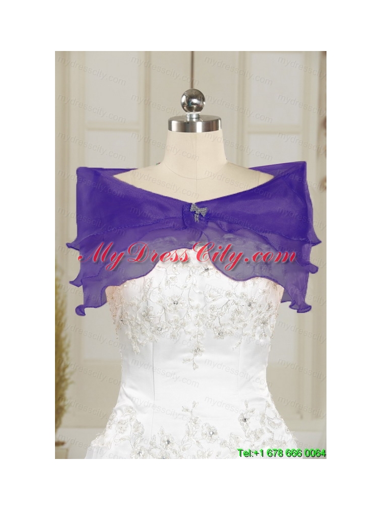 2015 Beaded and Pick ups Purple Quinceanera Dresses with Brush Train