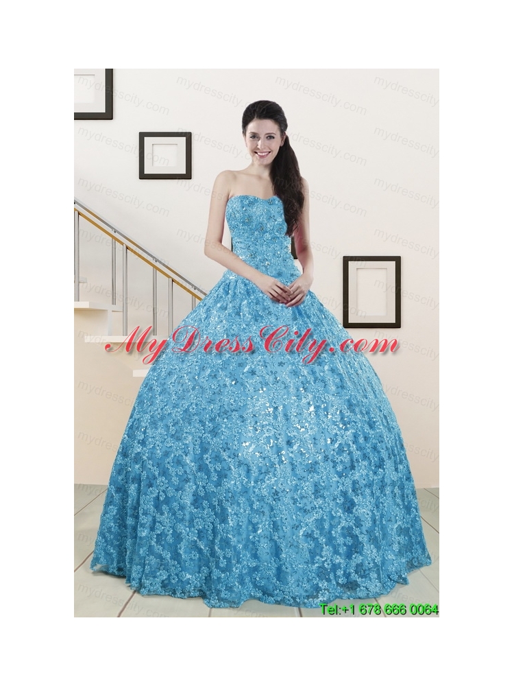 2015 Beautiful Sweetheart Ball Gown Quinceanera Dress in Baby Blue