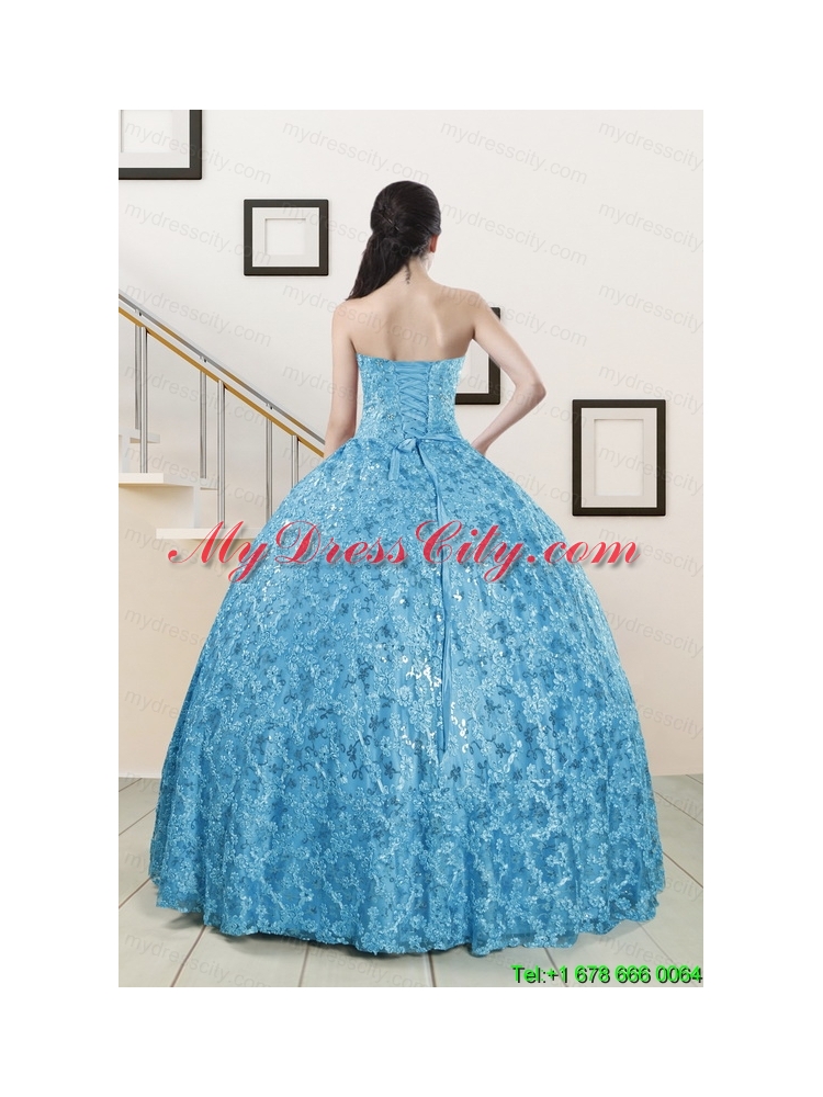 2015 Beautiful Sweetheart Ball Gown Quinceanera Dress in Baby Blue