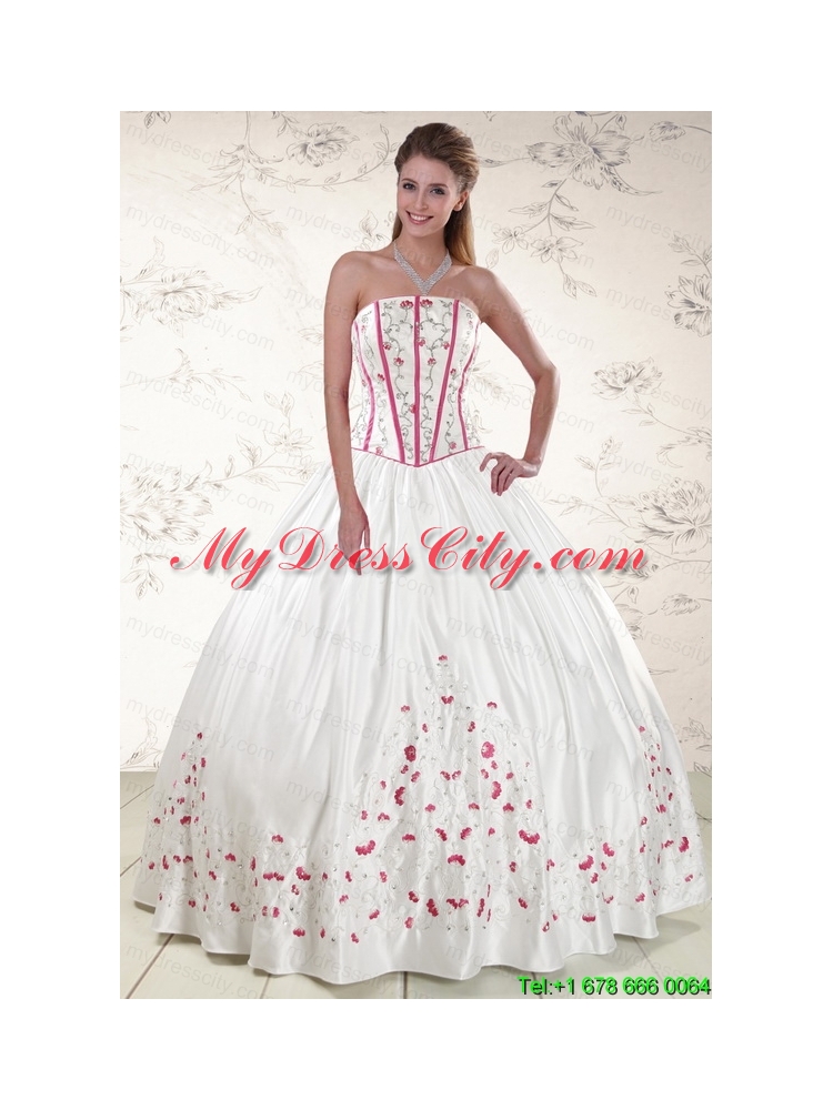 2015 Cheap Strapless Quinceanera Dresses with Appliques