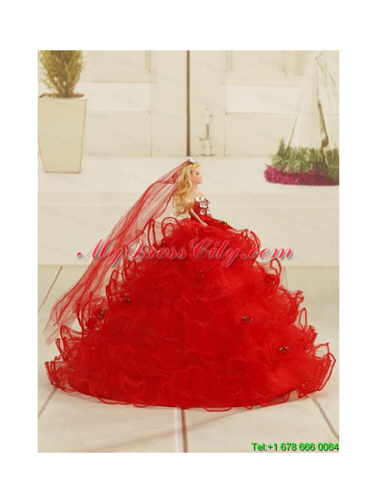 2015 Cheap Sweetheart Red Puffy Quinceanera Dresses with Embroidery