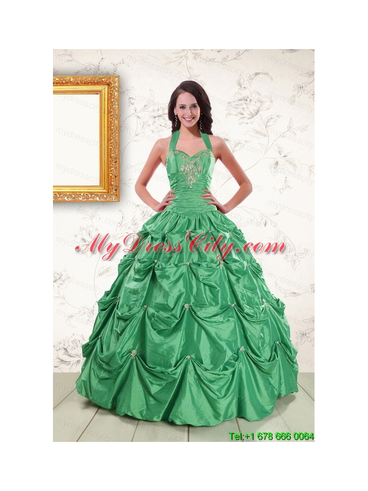 Discount Halter Top Sweet 16 Dresses with Appliques