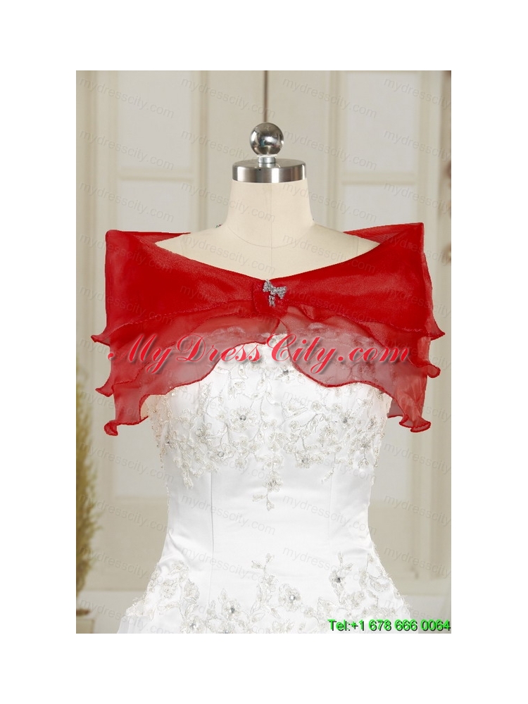 Elegant Red Strapless 2015 Quinceanera Dresses with Appliques