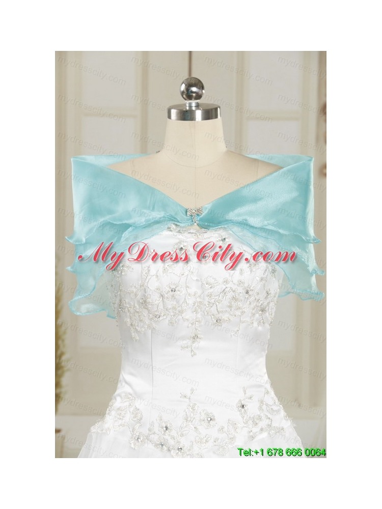 Elegant Strapless Beading and Pick Ups 2015 Quinceanera Dresses in Baby Blue