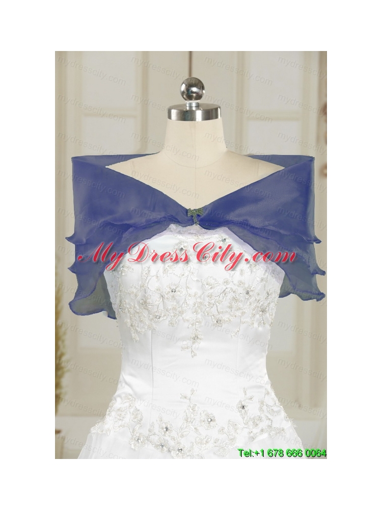 Embroidery and Pick Ups Cheap Quinceanera Dress in Navy Blue