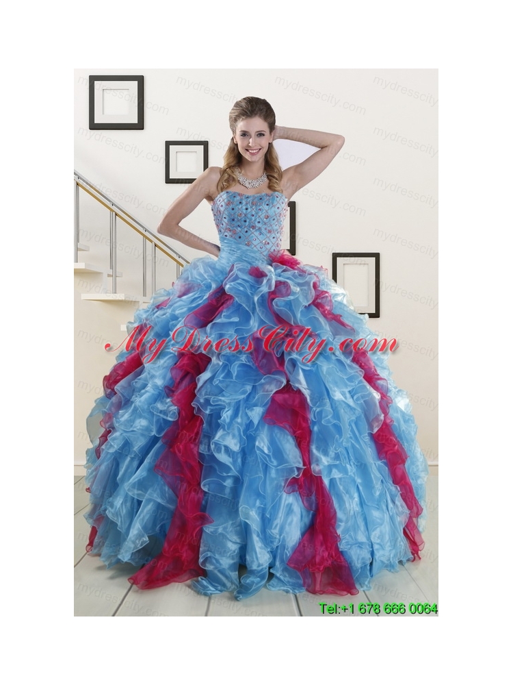 Fashionable Beading Quinceanera Dresses in Multi-color For 2015