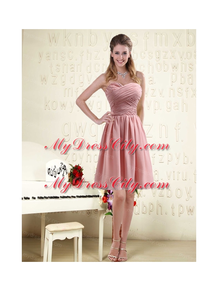 Fitted Sweetheart Empire Chiffon Bridesmaid Dresses with Ruching