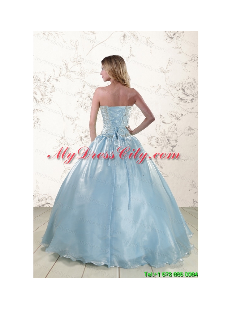 New Style 2015 Beading Sweet 15 Dresses with Strapless