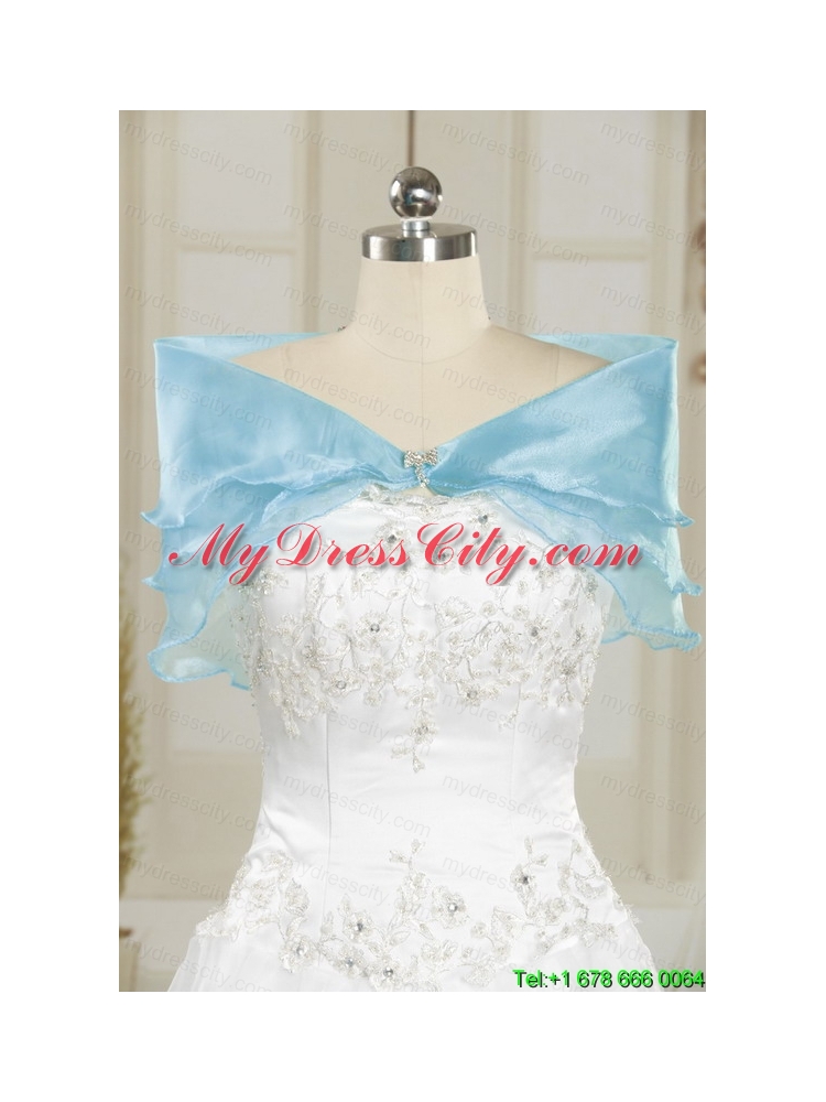 New Style Aqua Blue Quinceanera Dresses with Beading and Flowers