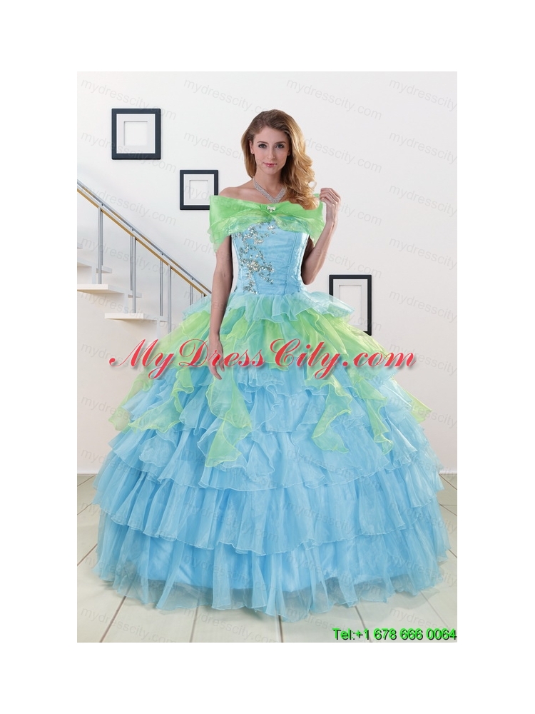 Pretty Strapless 2015 Quinceanera Dresses with Beading