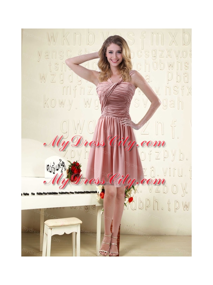 Straps Ruching Empire Chiffon 2015 Luxurious Bridesmaid Dresses