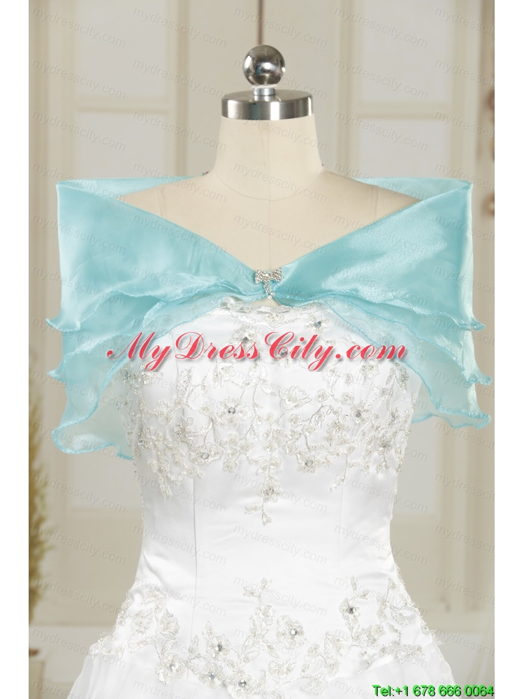 Unique Beading Aqua Blue 2015 Quinceanera Dresses