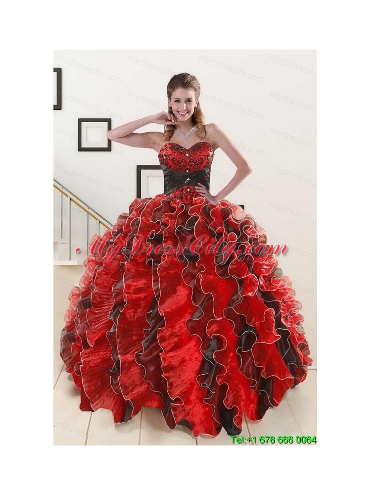 Unique Beaded Sweetheart Organza Quinceanera Dress in Multi-color