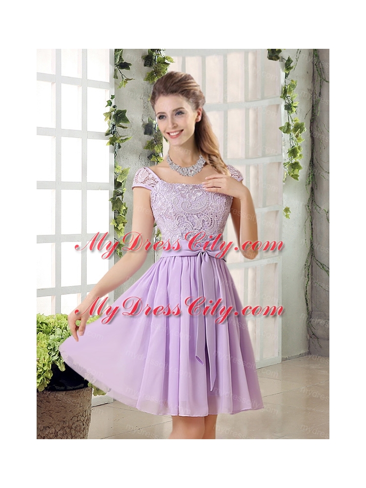 2015 Chiffon Bridesmaid Dress with Ruching Bowknot