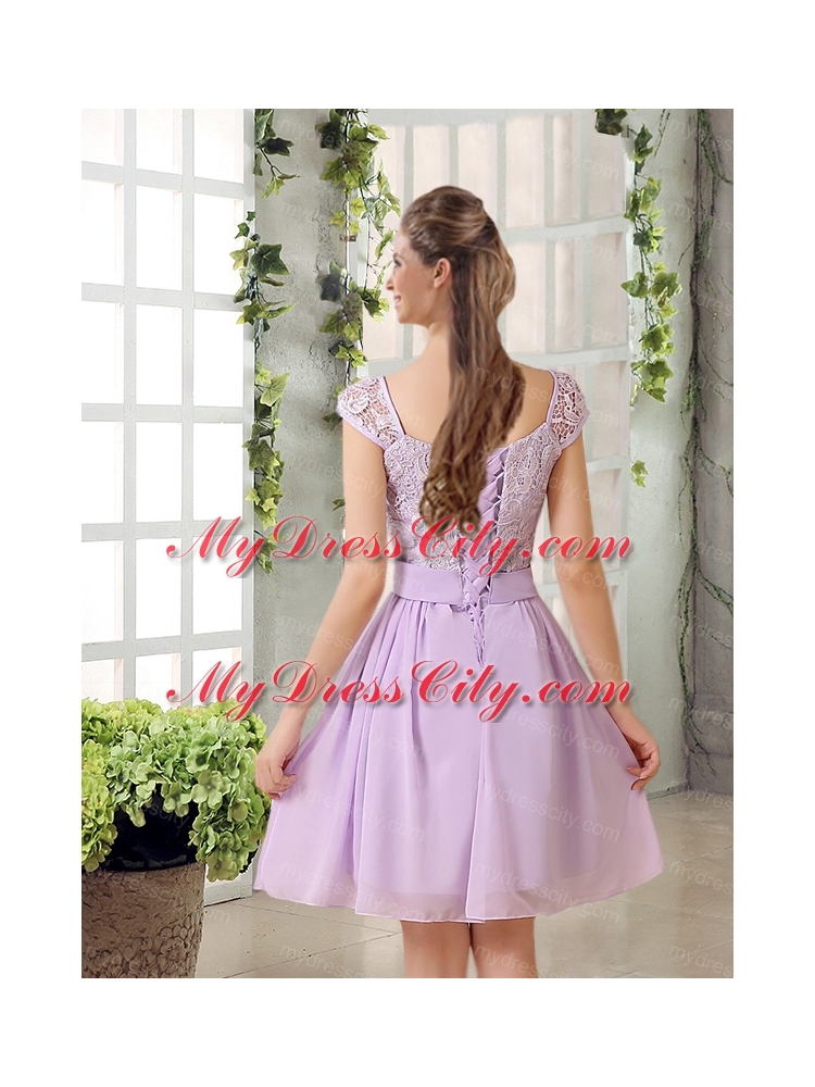 2015 Chiffon Bridesmaid Dress with Ruching Bowknot