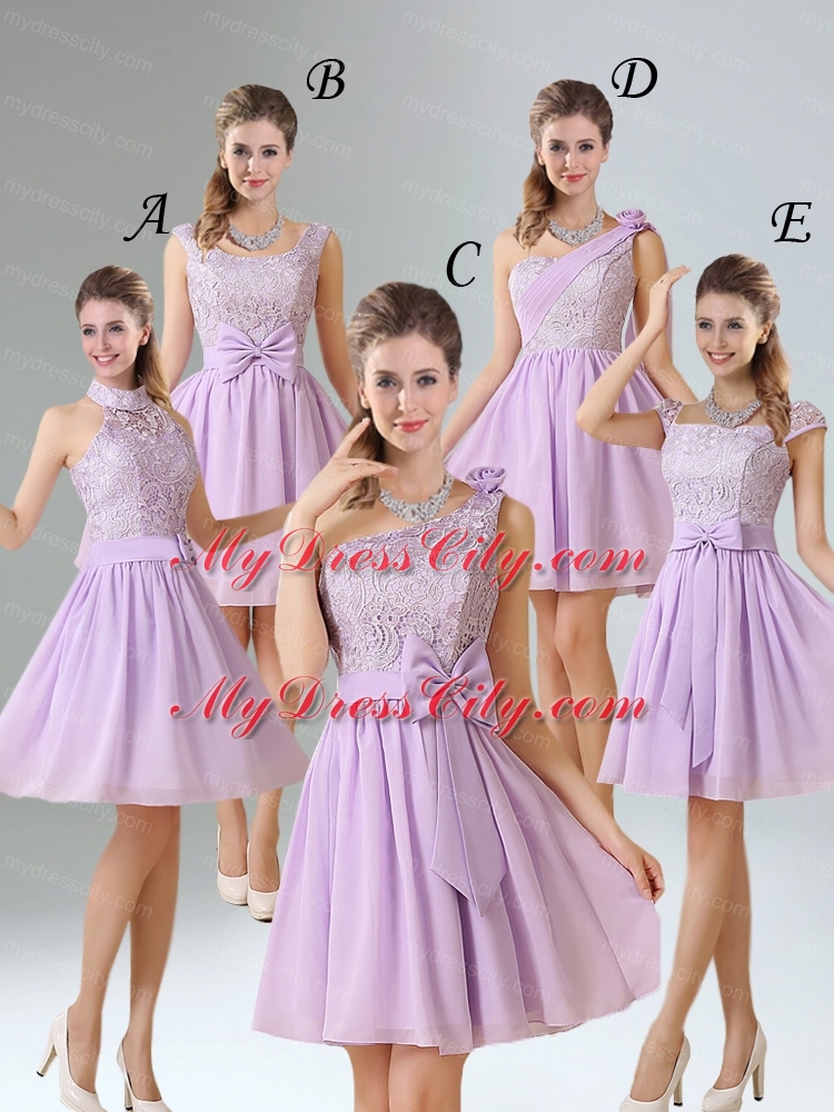 2015 Chiffon Bridesmaid Dress with Ruching Bowknot