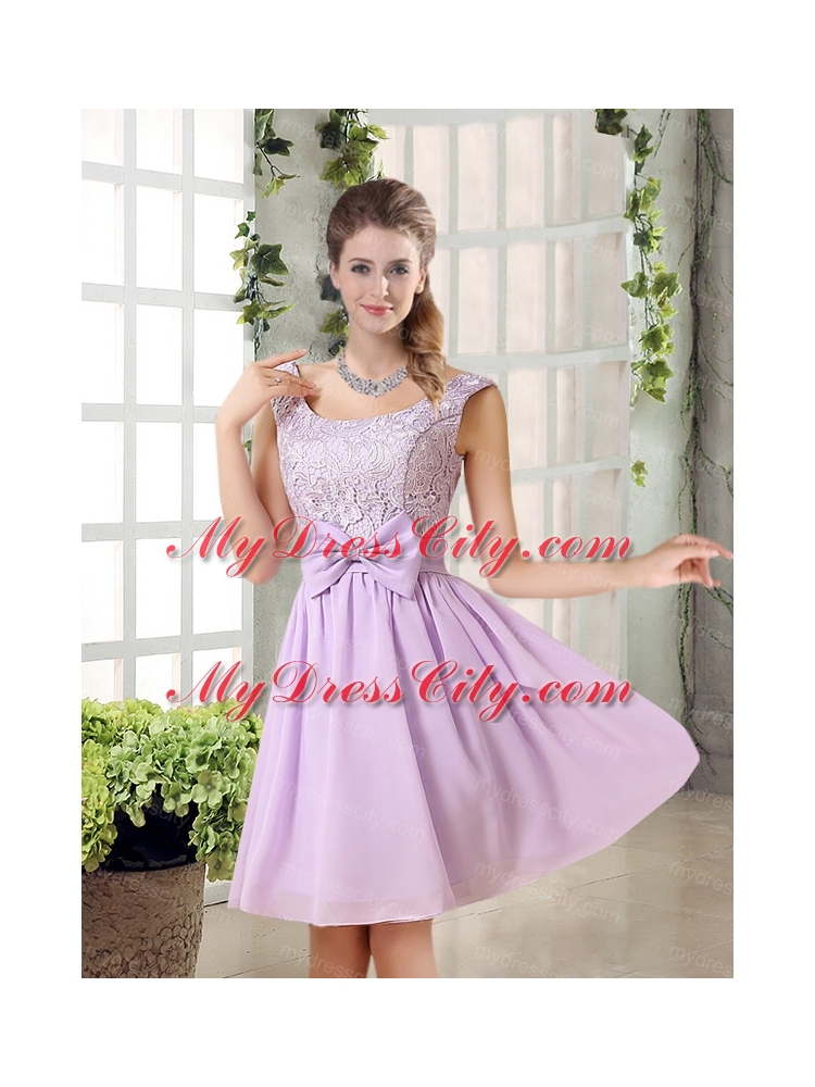 2015 Most Beautiful Chiffon A Line Bridesmaid Dress with Bowknot