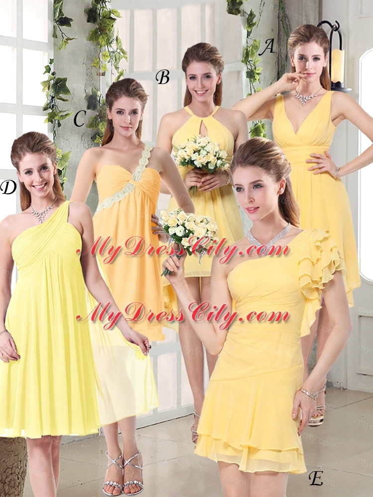 Appliques Mini Length One Shoulder Ruches Bridesmaid Dress