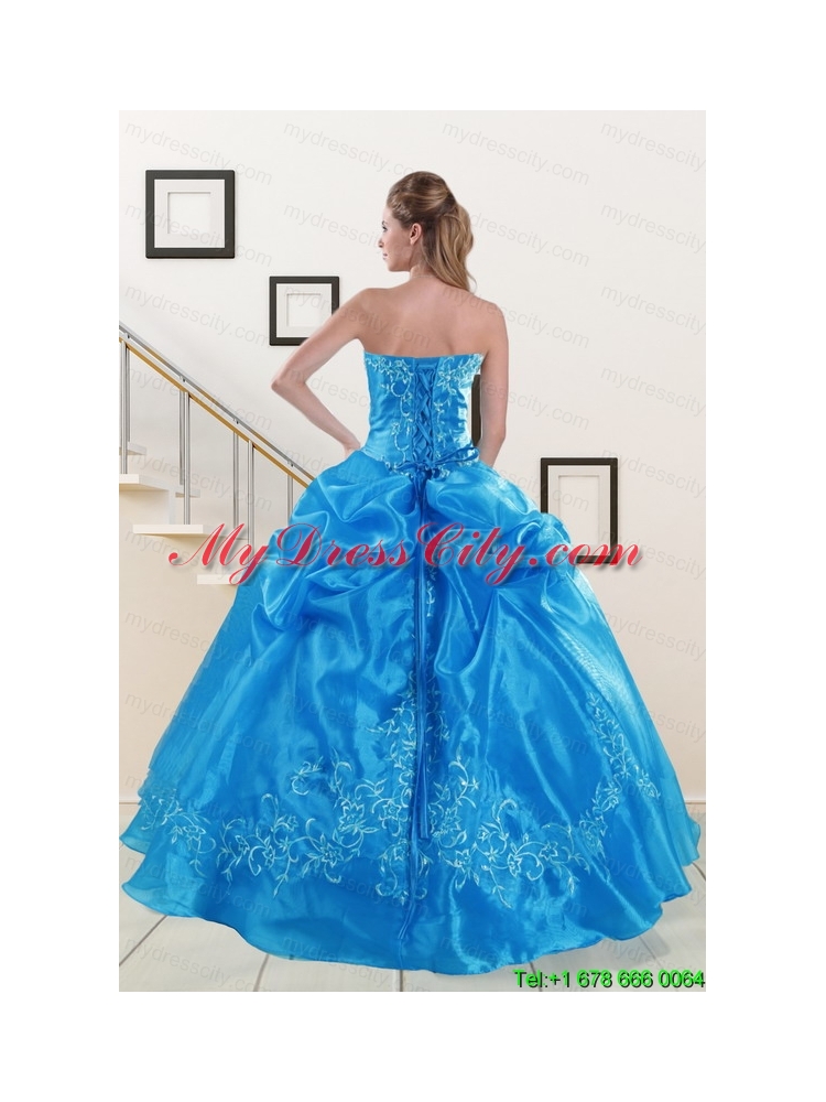 Classical Baby Blue 2015 Quinceanera Dresses with Embroidery