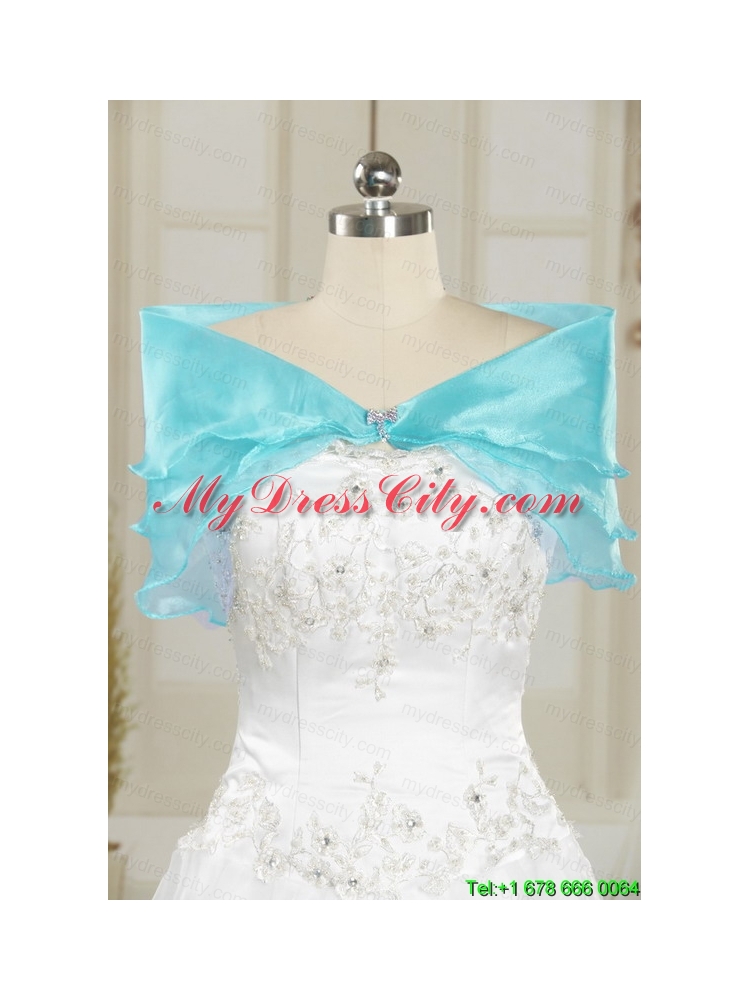 Classical Baby Blue 2015 Quinceanera Dresses with Embroidery